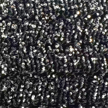 Shine Textiles Black Silver Elastic Sequin Fabrics