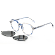 HH3616 Custom Women's Oval Acetate Frame Clip-On Magnetic Polarized Sunglasses