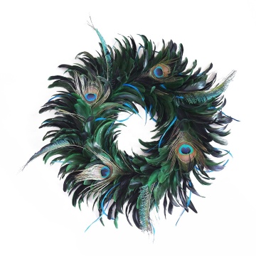 YAYUN A-1134: 55cm Christmas Decoration Peacock Feather Wreath For Sale