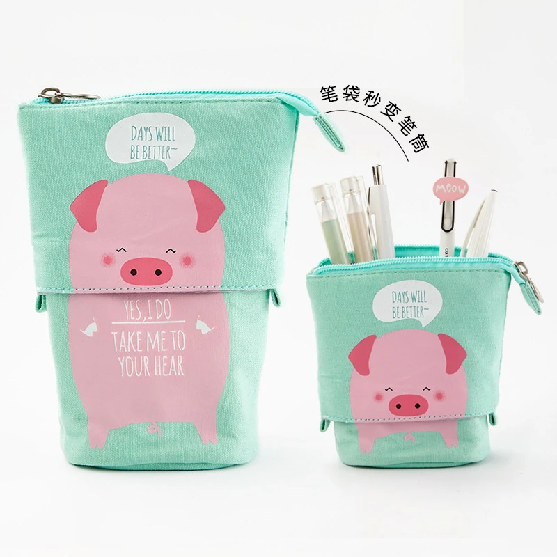 Canvas Large Fashion Pen Orgazizer Pouch Handheld Student Stationery PAL Pencil Case Pen Holder Bag