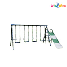 Outdoor 4-Seat Swing Set with Slide