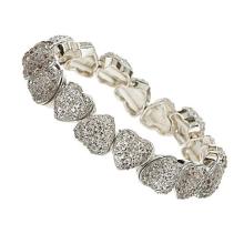 CZ diamond heart charm bracelet with silver plated