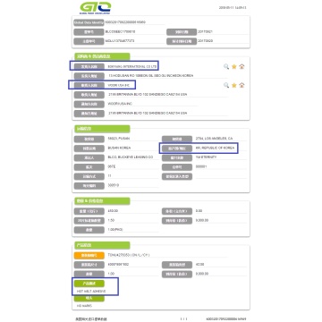 Datos B / L de importación de adhesivos-USA