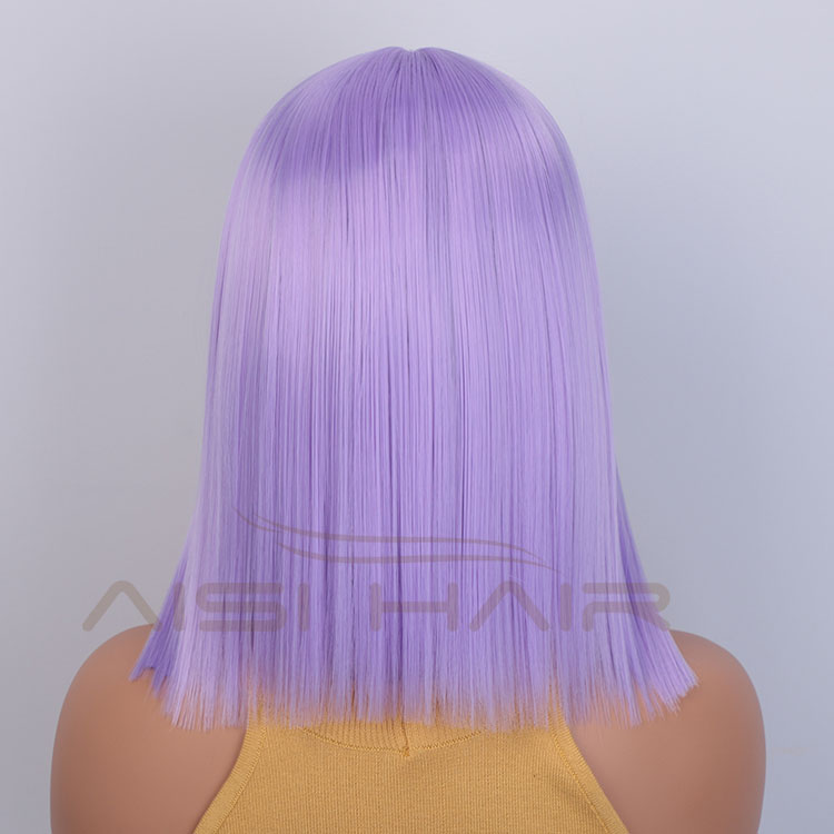 Aisi Hair Medium Long 16 Inch Purple Wig Cosplay Swiss Lace Wig Silky Straight Synthetic Lace Frontal Hair Wigs For Black Women