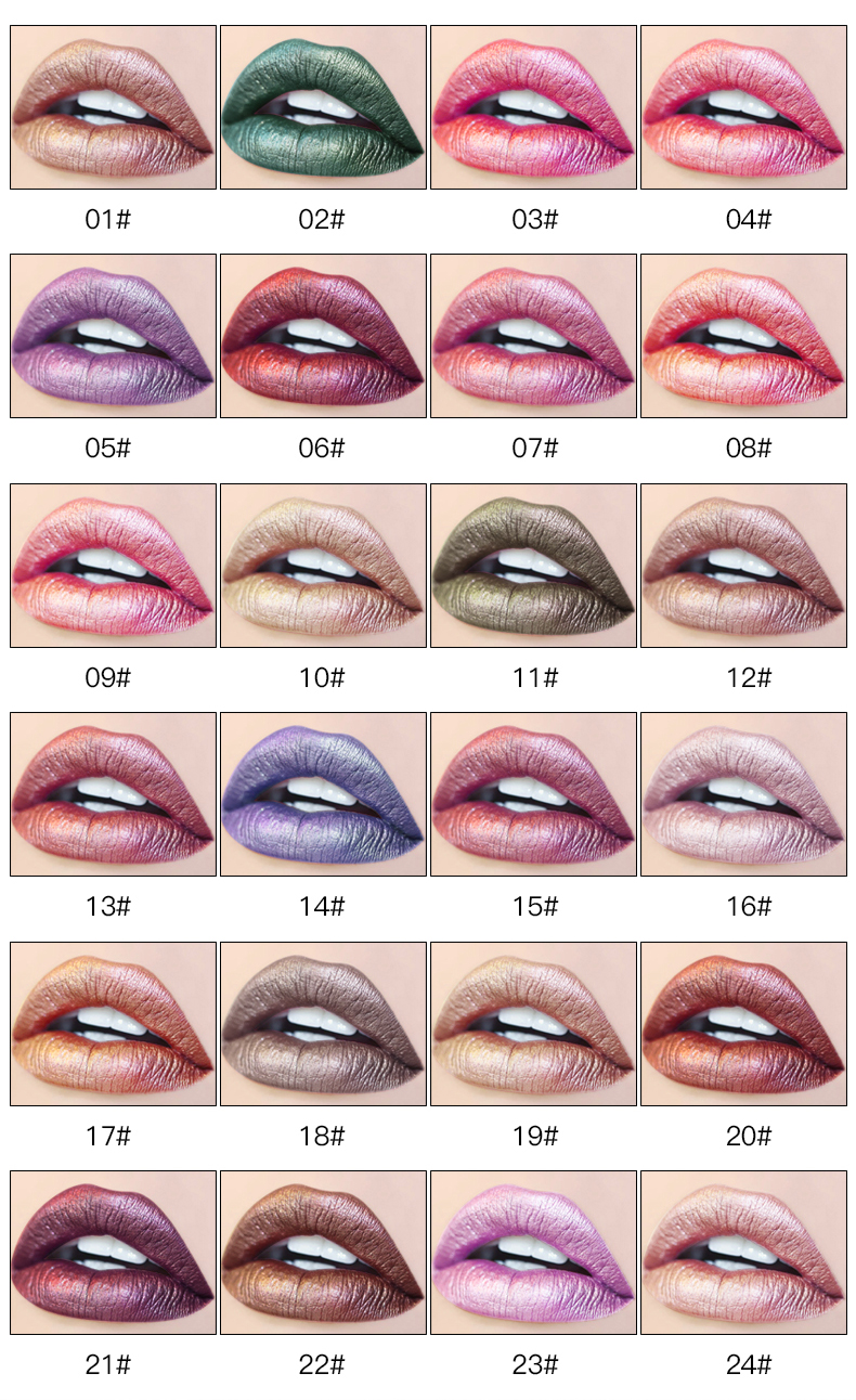 Pudaier Wholesale 24 Colors Glitter Lip Gloss Pigments Liquid Waterproof Lipgloss Tube