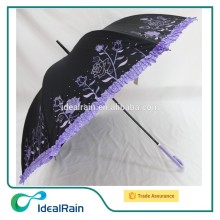 Heat transfer purple flower printed fancy parasols umbrella wholesale