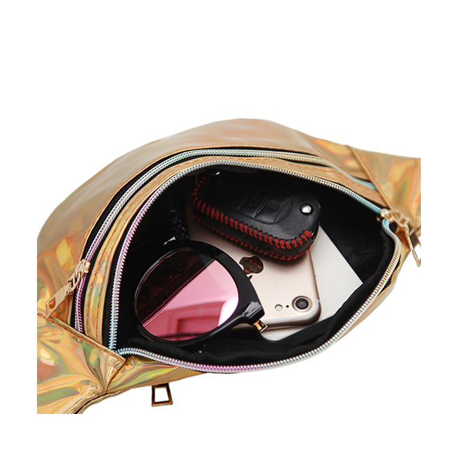 Wholesale stylish waterproof outdoor holographic waist bag women