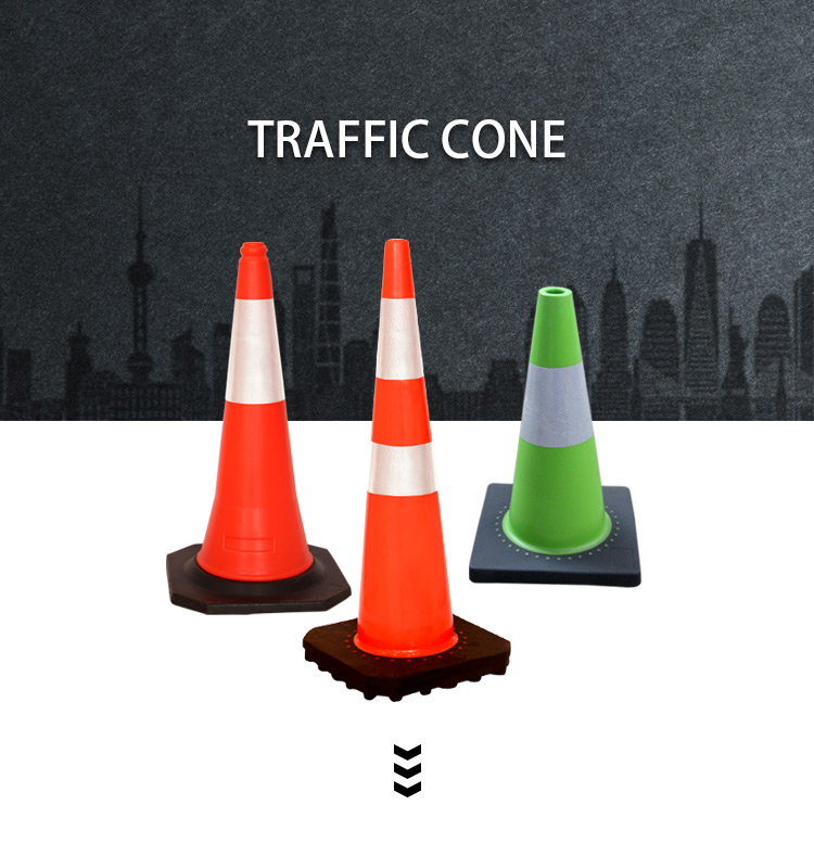 Hot Selling 75 cm Reflective Film Black Base Road Traffic Cones, Reflective PVC Traffic Cone/