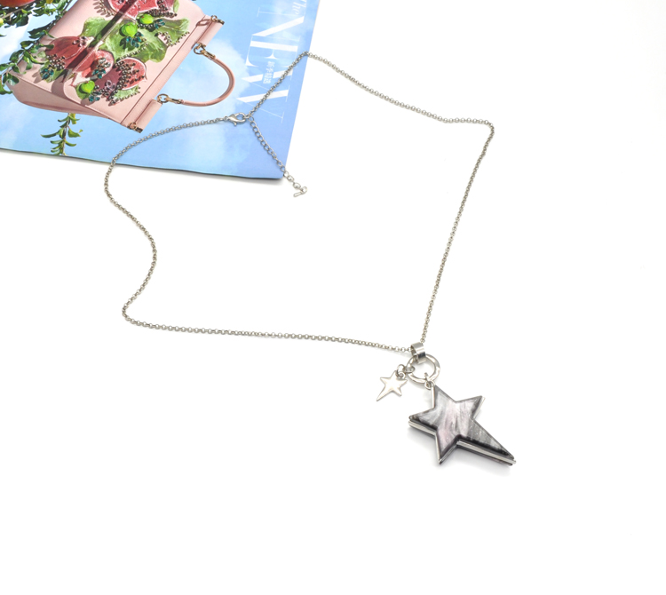 Custom color women stylish bling acrylic star pentagram pendant necklace