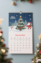 Christmas-Themed Calendar with Week Numbers