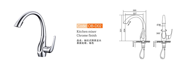 Chrome Polishes Kitchen Mixer Faucet Ob D02