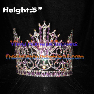 Crystal Queen Pageant Crowns With Purple Diamond