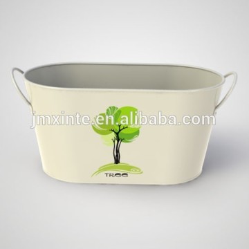 oval metal galvanized flower planter