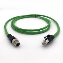 Industrial Ethernet M12 X-Coded to RJ45 communication cable