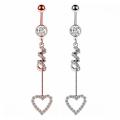 Stainless Steel Belly Button Rings for Women Love Heart Navel Curved Barbell Studs Sexy Dangle Belly Body Piercing Jewelry Set