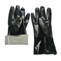 Black PVC dipped gloves jersey liner sandy finish