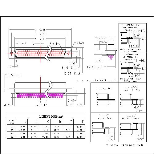 MHDB01-FXXXX D-SUB FEMALE High density Solder type Machine Pin