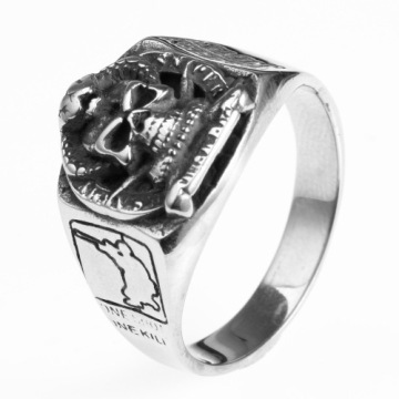 Handmade Jewelry engrave map skull ring