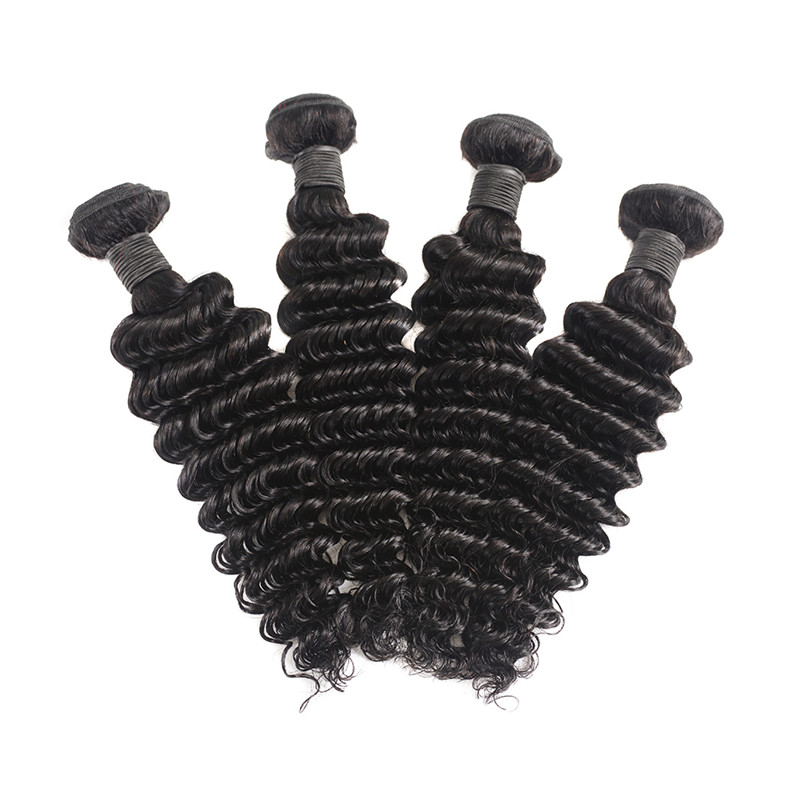 Brazilian Hair Deep Wave Bundles Natural Black 100% Human Hair Bundles Remy Hair Extensions