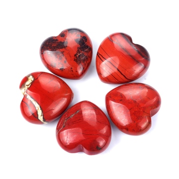 Red Jasper 30MM Love Heart Gemstone for Home Decoration Handmade Craved