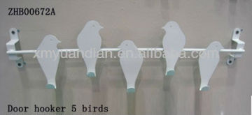 5 birds over door hooks,metal hooks