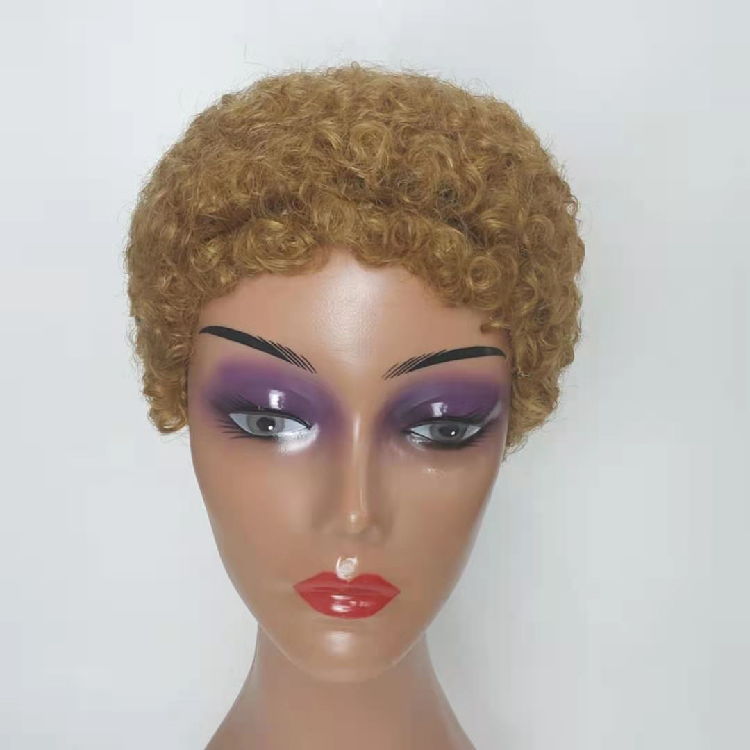 Machine Made No Lace  kinky Afro  Curly  Natural Human Hair Short Cut Wigs