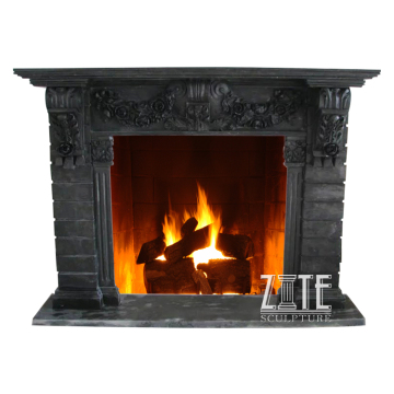Classic Design Elegant black indoor stone fireplace