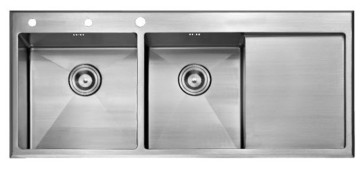 Topmount Double Bowls with Board, Stainless Steel Sink