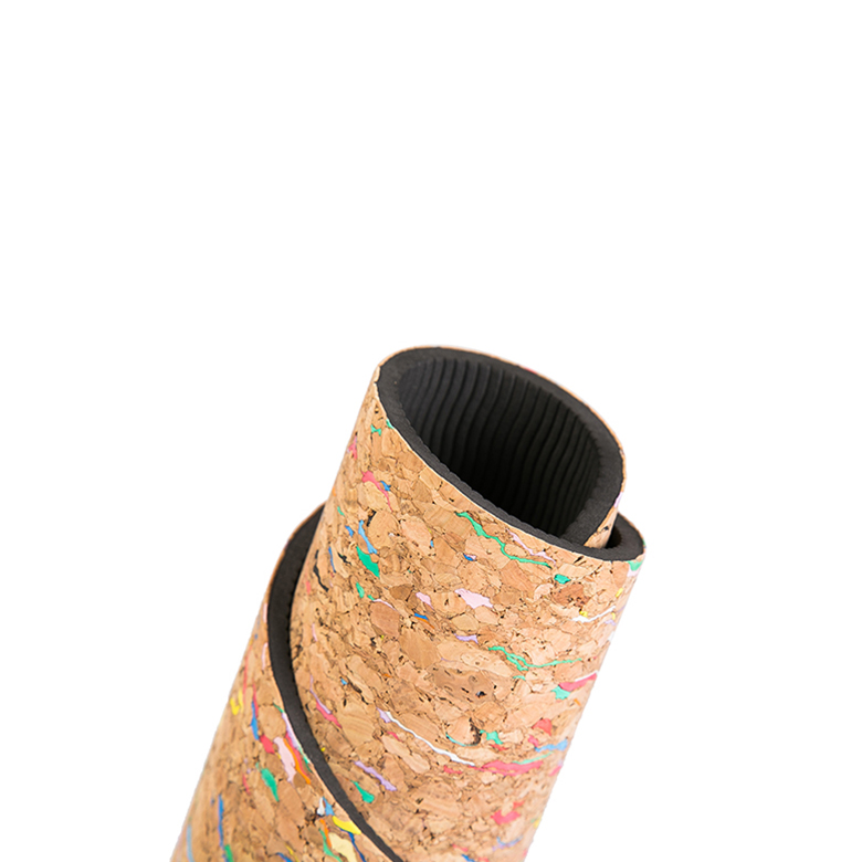 Wholesale 5mm wooden cork double layer skid proof nontoxic tpe yoga mat roll