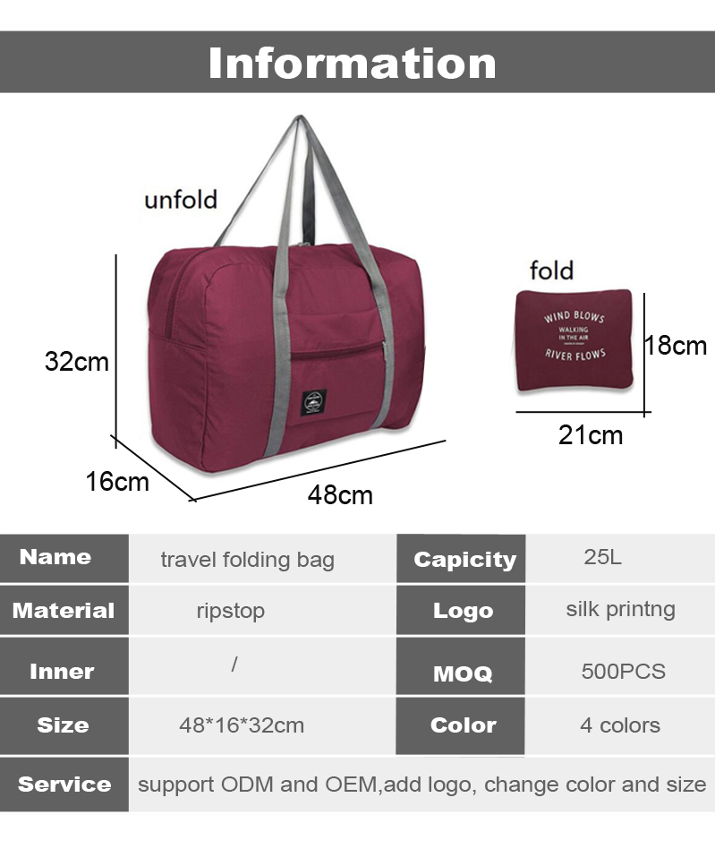 Wholesales Women Men Luggage Travel Foldable Waterproof Duffel Bag Lightweight Folding Storage Travel Bag