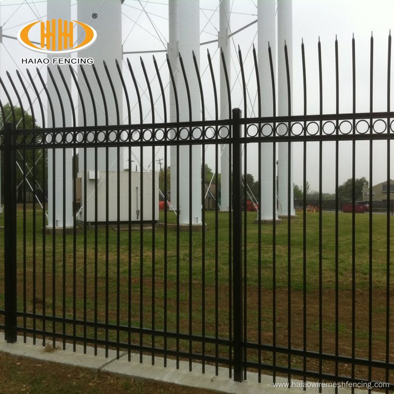 Security bent top steel tubular fence for villas