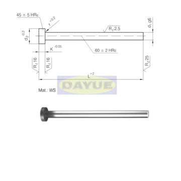 DLC coating Hardened DIN 1530 ah ejector pin