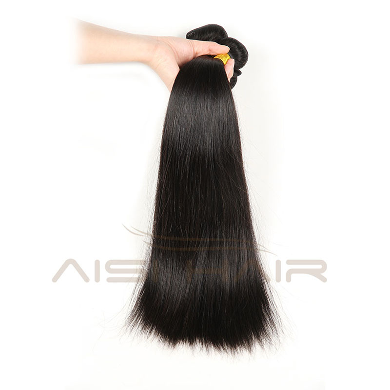 Aisi Hair Brazilian Human Hair Bundle Weave Natural Color 100%  Straight Human Hair Extension Weave Double Drawn Double Weft