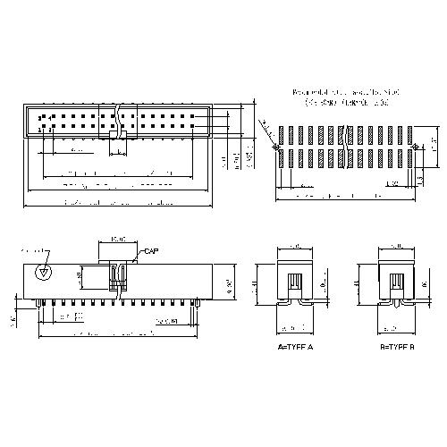 2.54mm Box Header SMT H=9.0 (with or without Post)