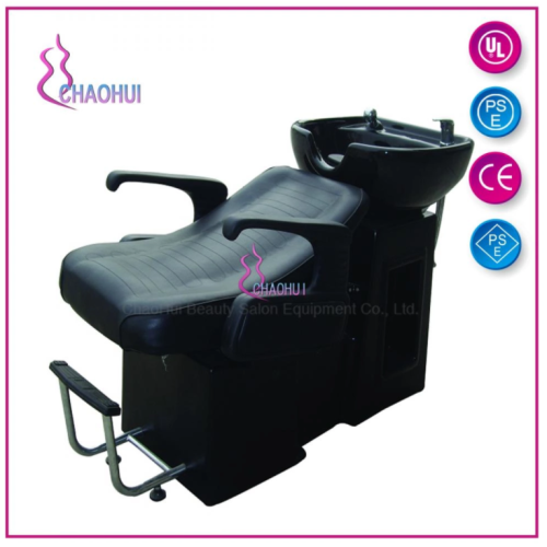 Chaise de shampooing à salon noir avec accoudoirs