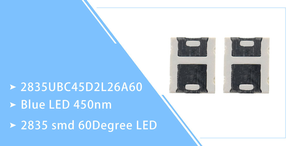 2835UBC45D2L26A60 Blue 450nm LED Dome Lens SMD LED 60 Degree 