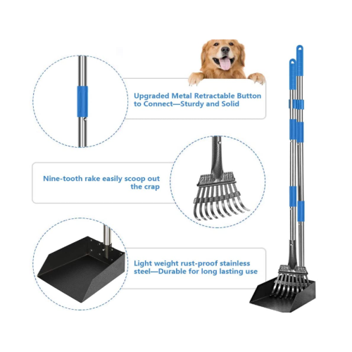 Long Handle Pet Poop Tray and Rake Set