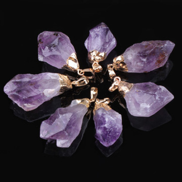 Gold Plated Natural Stone Quartz Crystal Statement Pendant