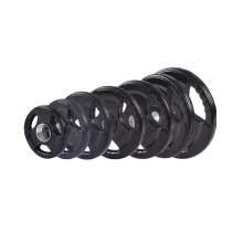 Black Rubber Coated Free Weight Strength Training Plates