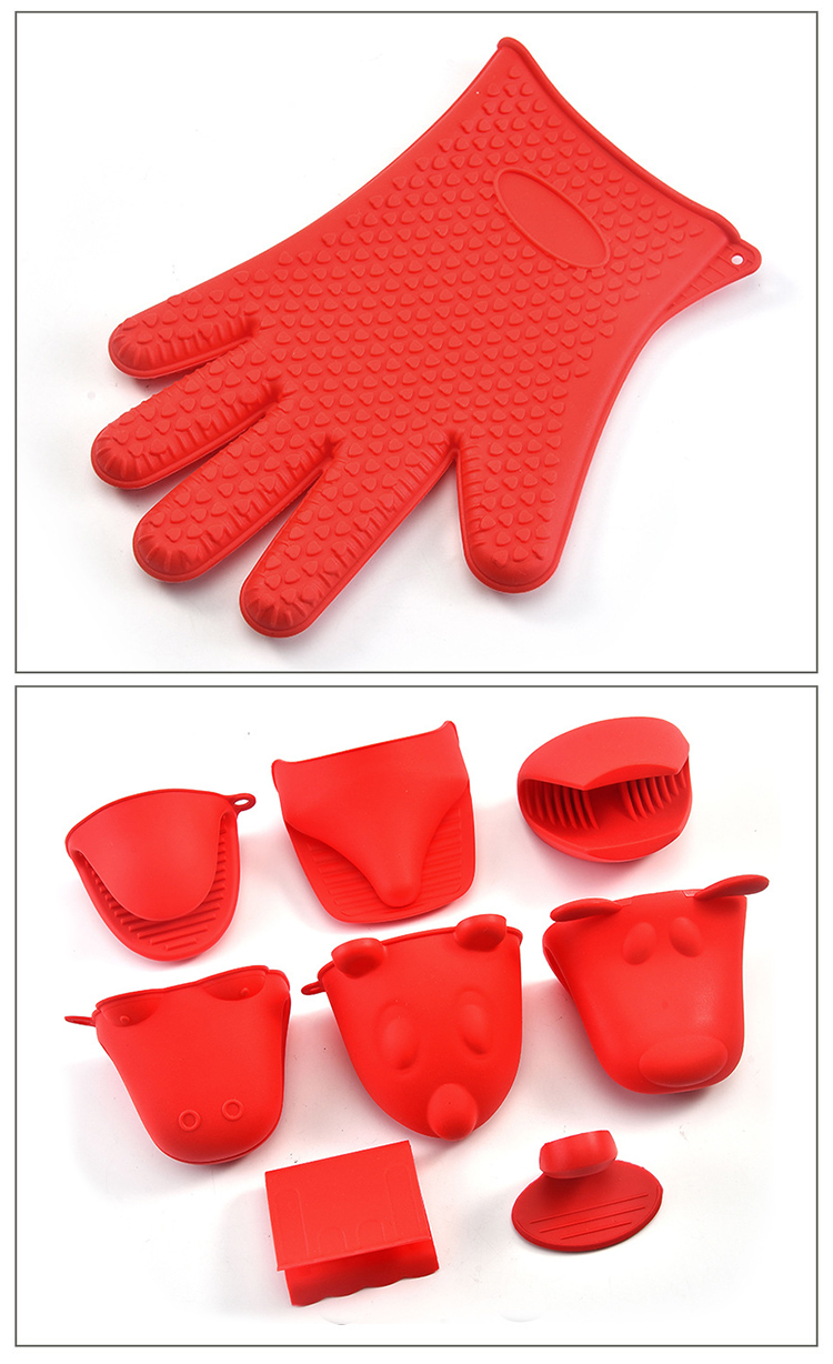 Heat Resistant Oven Usage Kitchen cooking tool BBQ Silicone Oven G loves with Cotton Lining for Baking