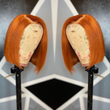 Pre-plucked colorful human hair wigs,  350# colored wigs human hair lace front, orange colored human hair lace front wigs