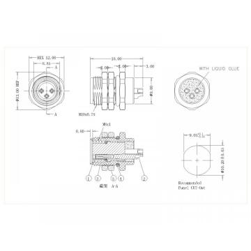 M8 Male Lock Front Unshielded Solder Type