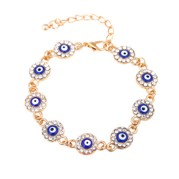 Turkish crystal rose gold evil eye bracelet