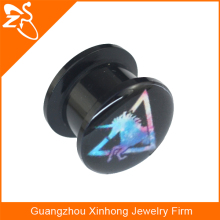 Factory cheap sexy custom made acrylic black ear plugs and tapers body jewelry