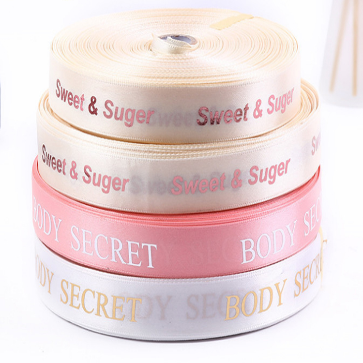 Brand Name Ribbons Silk 100% Polyester Satin Ribbon Custom Logo Printed for craft