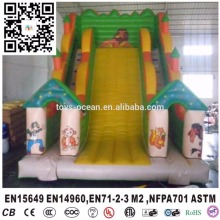 High quality inflatable jungle slide, inflatable double lane animal dry slide,double slide
