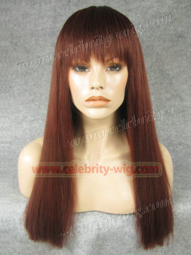Yaki Straight Long Dark Red Synthetic Lace Front Wig Tyra Banks Wig