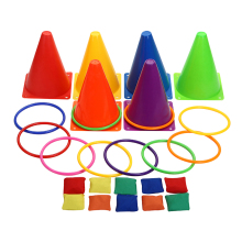 Factory 3-in-1 Carnival Outdoor Game Combo: Cornhole, Bean Bag Toss, and Ring Toss Game Set with Plastic Cones