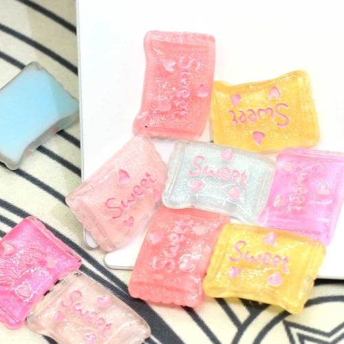 Kawaii Glitter Candy Sugar Shaped Flat Back Beads Charms Artesanía hecha a mano Decoración Cabochon Phone Shell Decor