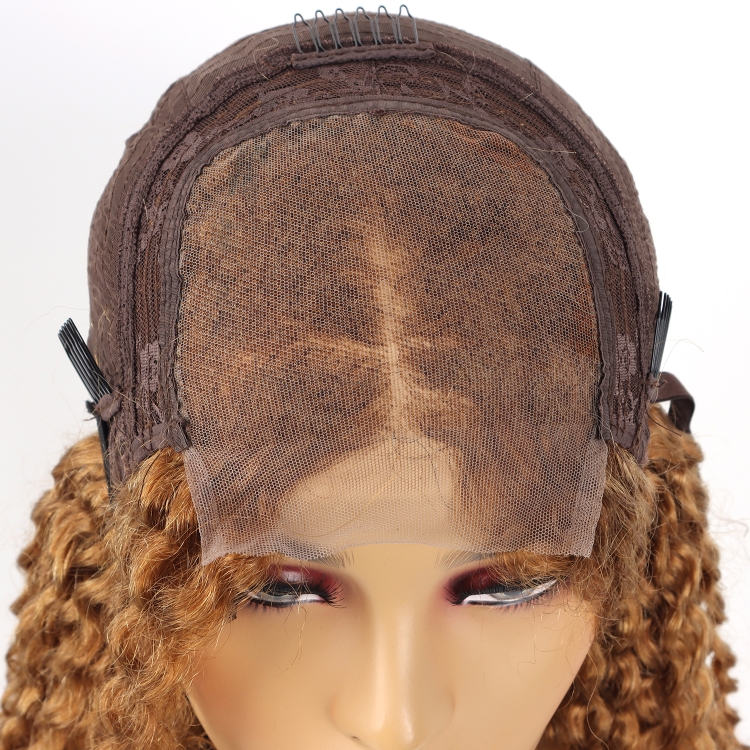 Deep curly 4*4 human hair wig lace front 27# color swiss lace wig wholesale wigs 100% human hair cuticle aligned hair